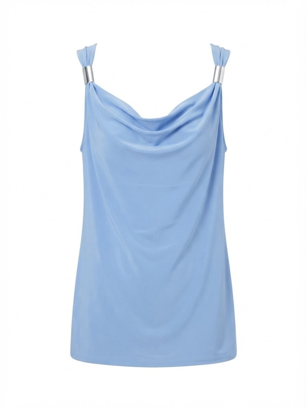 Chaus Light Blue Cowl Neck Camisole with Silver Accents